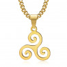 Bijou breton Pendentif triskel Symbole celte Acier et Or bobijoo