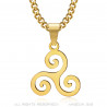 Bijou breton Pendentif triskel Symbole celte Acier et Or bobijoo