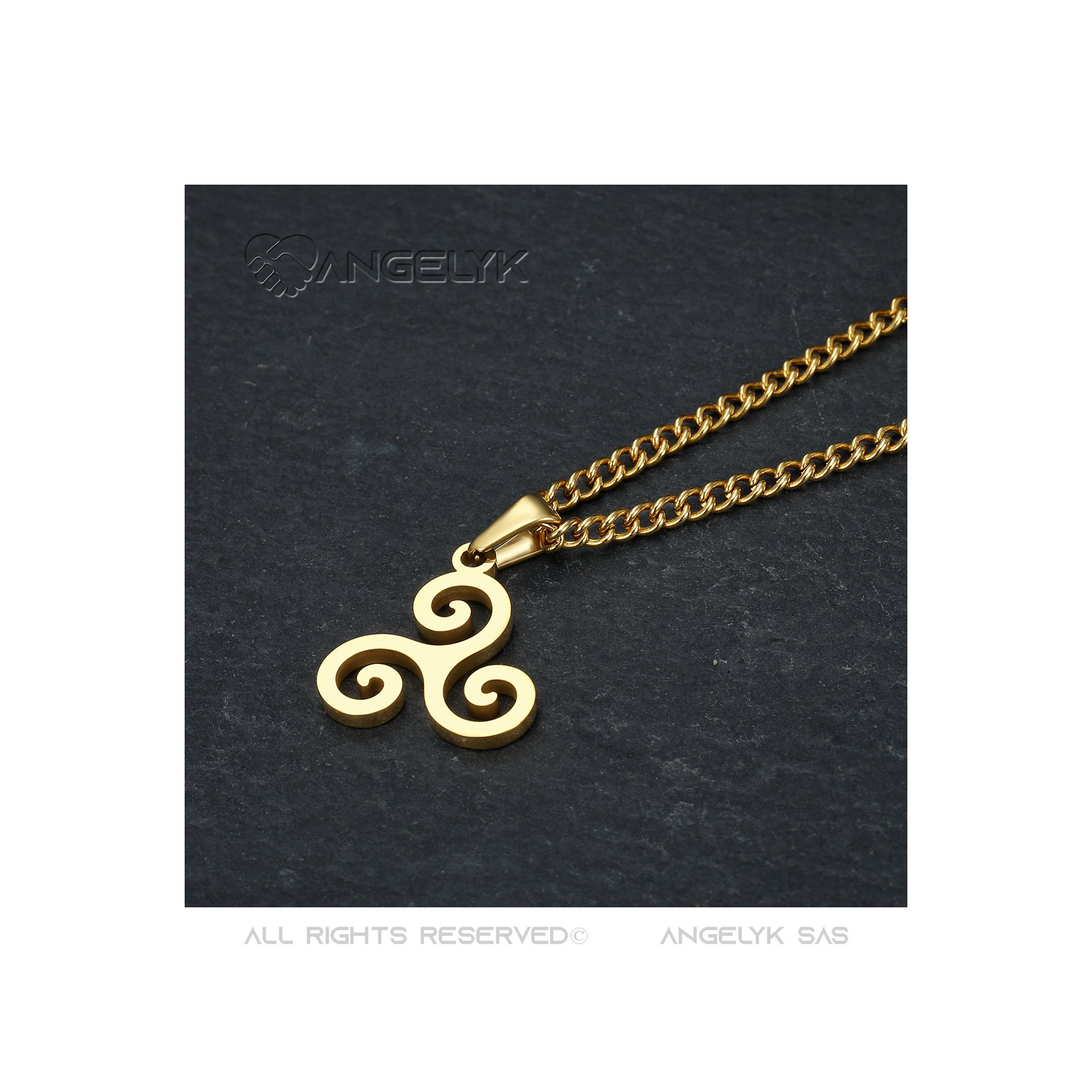 Breton jewel Triskel pendant Celtic symbol Steel and Gold