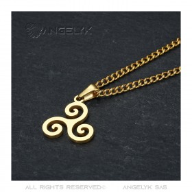 PE0348 BOBIJOO Jewelry Breton jewel Triskel pendant Celtic symbol Steel and Gold