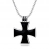 Collier croix noire Malte Celtique Templier Pendentif 25mm Chaîne bobijoo