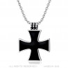 PE0012 BOBIJOO JEWELRY Schwarzes Kreuz Halskette Celtic Malta Templer Anhänger 25mm Kette