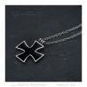 PE0012 BOBIJOO JEWELRY Black Cross Necklace Celtic Malta Templar Pendant 25mm Chain
