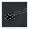 Collier croix noire Malte Celtique Templier Pendentif 25mm Chaîne bobijoo