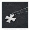 Collier croix noire Malte Celtique Templier Pendentif 25mm Chaîne bobijoo