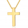 PE0015 BOBIJOO Jewelry Collana Croce senza Cristo Pieno Acciaio Inossidabile e Oro 32mm Minimalista
