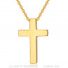 Collier croix sans Christ Acier Inoxydable plein et Or 32mm Minimaliste bobijoo