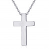 PE0015S BOBIJOO Jewelry Collana Croce senza Cristo Pieno Acciaio Inossidabile Argento 32mm Minimalista