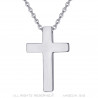 PE0015S BOBIJOO Jewelry Collana Croce senza Cristo Pieno Acciaio Inossidabile Argento 32mm Minimalista