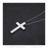 PE0015S BOBIJOO Jewelry Cross necklace without Christ Full Stainless Steel Silver 32mm Minimalist