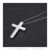 PE0015S BOBIJOO Jewelry Kreuzkette ohne Christus Volledelstahl Silber 32mm Minimalistisch