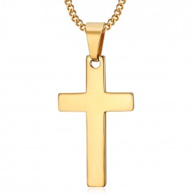 PE0020 BOBIJOO Jewelry Collana Croce Pendente senza Cristo Acciaio Inox Oro 35mm