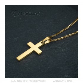 Collier croix Pendentif sans christ Acier Inoxydable Or 35mm bobijoo