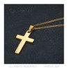 PE0020 BOBIJOO Jewelry Kreuz Kettenanhänger ohne Christus Edelstahl Gold 35mm