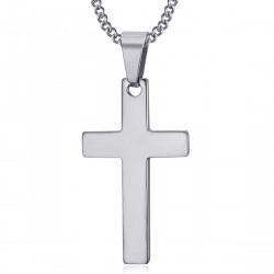 PE0020S BOBIJOO Jewelry Cross Necklace Pendant without Christ Stainless Steel Silver 35mm