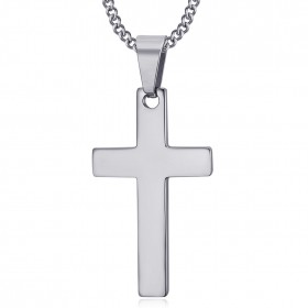 PE0020S BOBIJOO Jewelry Collana Pendente Croce Senza Cristo Acciaio Inossidabile Argento 35mm