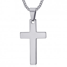 Collier croix Pendentif sans christ Acier Inoxydable Argent 35mm bobijoo