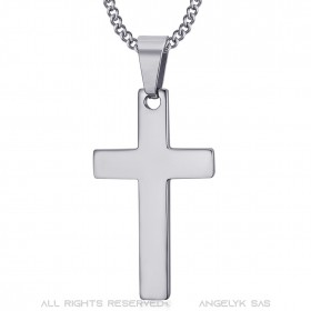 PE0020S BOBIJOO Jewelry Collana Pendente Croce Senza Cristo Acciaio Inossidabile Argento 35mm