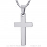 PE0020S BOBIJOO Jewelry Collana Pendente Croce Senza Cristo Acciaio Inossidabile Argento 35mm