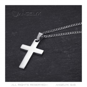 Collier croix Pendentif sans christ Acier Inoxydable Argent 35mm bobijoo