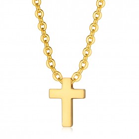 PEF0021 BOBIJOO Jewelry Collana croce da donna Ciondolo piccolo 12x9mm Catena Acciaio Oro