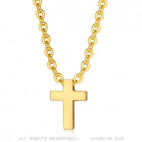 Collier croix femme Petit pendentif 12x9mm Acier Or Chaîne bobijoo