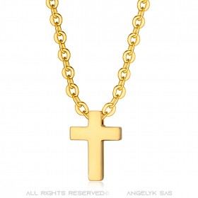 Collier croix femme Petit pendentif 12x9mm Acier Or Chaîne bobijoo