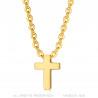 Collier croix femme Petit pendentif 12x9mm Acier Or Chaîne bobijoo