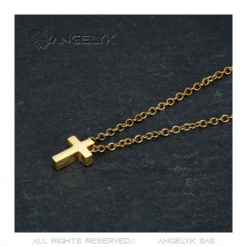 PEF0021 BOBIJOO Jewelry Women's cross necklace Small pendant 12x9mm Steel Gold Chain