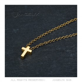 PEF0021 BOBIJOO Jewelry Women's cross necklace Small pendant 12x9mm Steel Gold Chain
