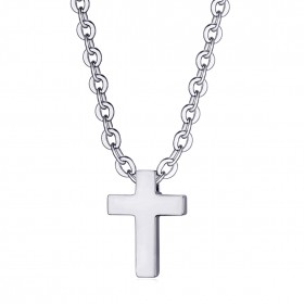 Collier croix femme Petit pendentif 12x9mm Acier Argent Chaîne bobijoo