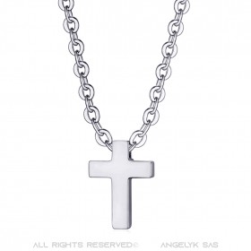 Collier croix femme Petit pendentif 12x9mm Acier Argent Chaîne bobijoo