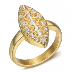 BAF0041G BOBIJOO Jewelry Marquise Ring Stainless Steel Golden Gold Plated Zirconium