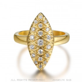 BAF0041G BOBIJOO JEWELRY Marquise Ring Edelstahl Vergoldet Zirkonium