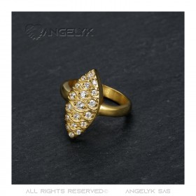 BAF0041G BOBIJOO JEWELRY Anello Marquise in Acciaio Inossidabile Zirconio Placcato Oro Dorato