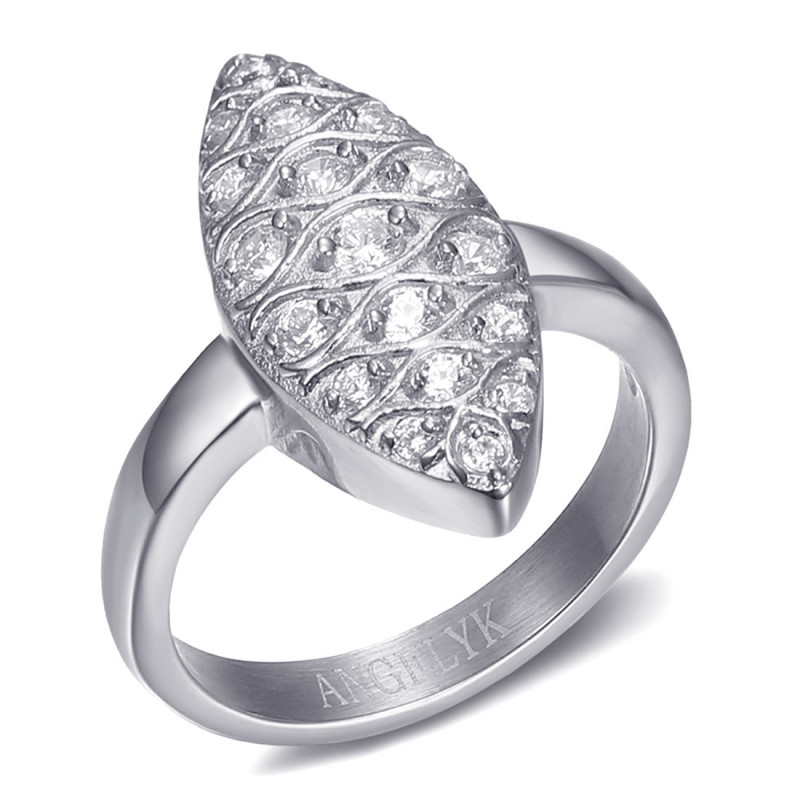 BAF0041S BOBIJOO JEWELRY Marquise-Ring Edelstahl Silber Zirkonium