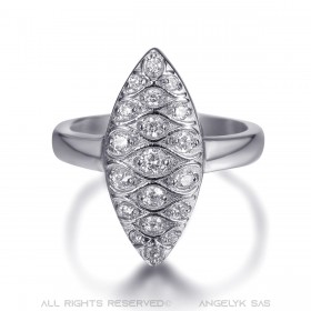 Bague Marquise Acier inoxydable Argenté Zirconium  bobijoo