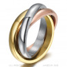 Bague 3 Anneaux Couleurs Or Jaune Blanc Rose Gold   IM#21494