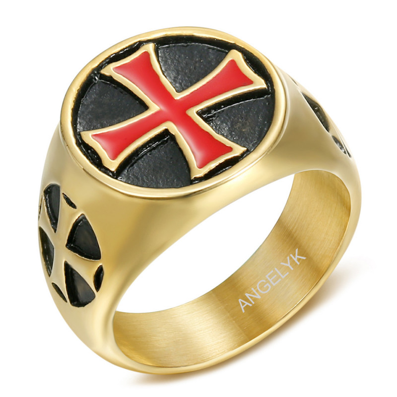 Anillo Caballero Templario de Cruz Roja Oro