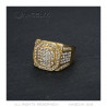 BA0235 BOBIJOO JEWELRY Anillo de hombre con sello de diamantes Acero inoxidable Oro y circonio