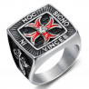 BA0183 BOBIJOO JEWELRY Anillo IN HOC SIGNO VINCES cruz templaria patada roja