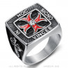 BA0183 BOBIJOO JEWELRY Anillo IN HOC SIGNO VINCES cruz templaria patada roja