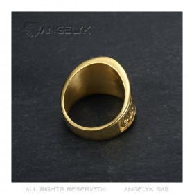 BA0247 BOBIJOO JEWELRY Herren Freimaurer Ring G Siegelring Edelstahl und Gold