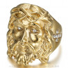 BA0214 BOBIJOO JEWELRY Ring Jesus Antlitz Christi Kreuz Edelstahl Gold Diamant