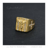 BA0216 BOBIJOO JEWELRY Jesus cross ring Stainless steel Gold Diamond