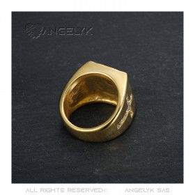 BA0216 BOBIJOO JEWELRY Jesus cross ring Stainless steel Gold Diamond