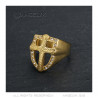 BA0226 BOBIJOO JEWELRY Anello croce Anello con sigillo stemma scudo Acciaio Oro Diamante