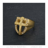 BA0226 BOBIJOO JEWELRY Ring Kreuz Siegelring Wappenschild Stahl Gold Diamant