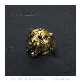 Bague tigre Acier inoxydable Or Vintage noir bobijoo