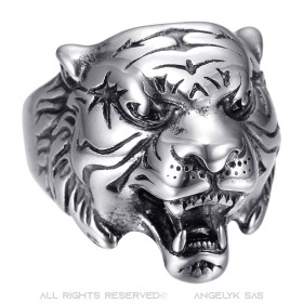 Bague tigre Acier inoxydable Argent Vintage noir bobijoo